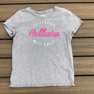 Grey Hollister Tee with Pink Writing